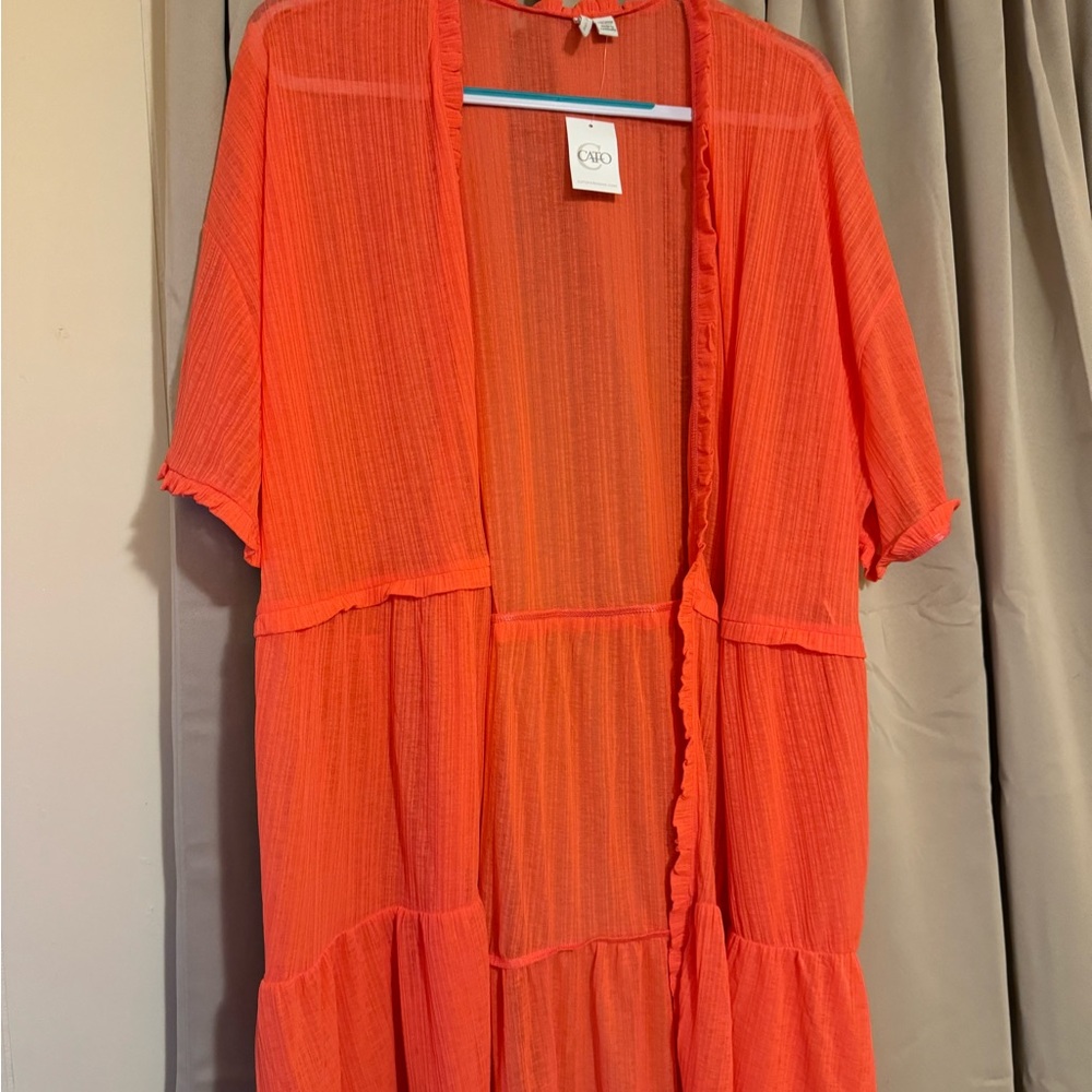 Cato Tiered Coral Cardigan